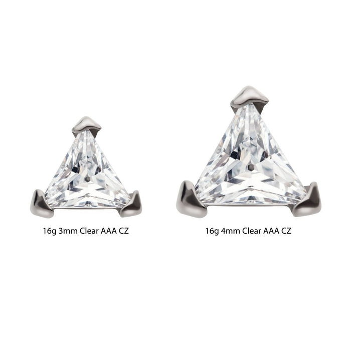 Invictus Titanium Internally Threaded with 3-Prong Set Triangular CZ Top