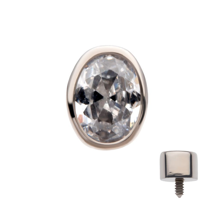 Invictus Titanium Internally Threaded with Bezel Set CZ Oval Shape Top