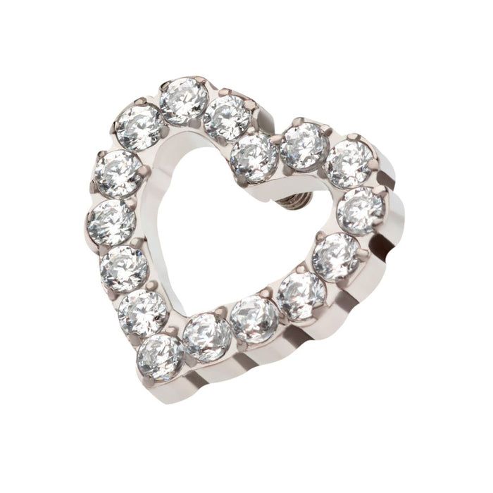 Invictus Titanium Internally Threaded with Pave Set CZ Hollow Heart Top
