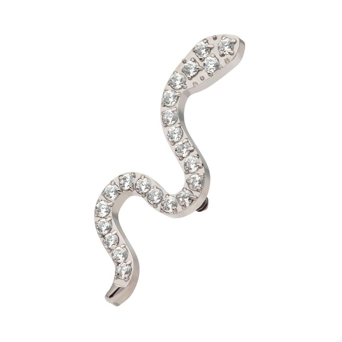 Invictus Titanium Internally Threaded with Pave Set CZ Snake Top