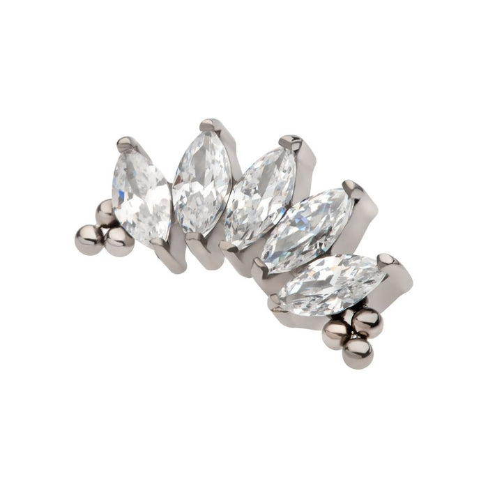 Invictus Titanium Internally Threaded with Tri Beads & Prong Set Marquise CZ 5-Cluster Top
