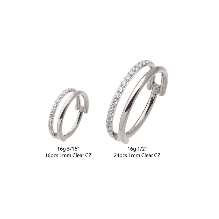 Invictus Titanium Side Facing Hinged Segment Clicker with Single Hoop Full Clear CNC Set Round CZ