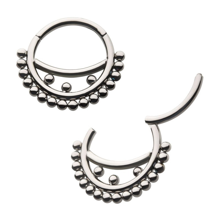 Invictus Titanium Smiley Design Cluster Beads Front Facing Hinged Segment Clicker