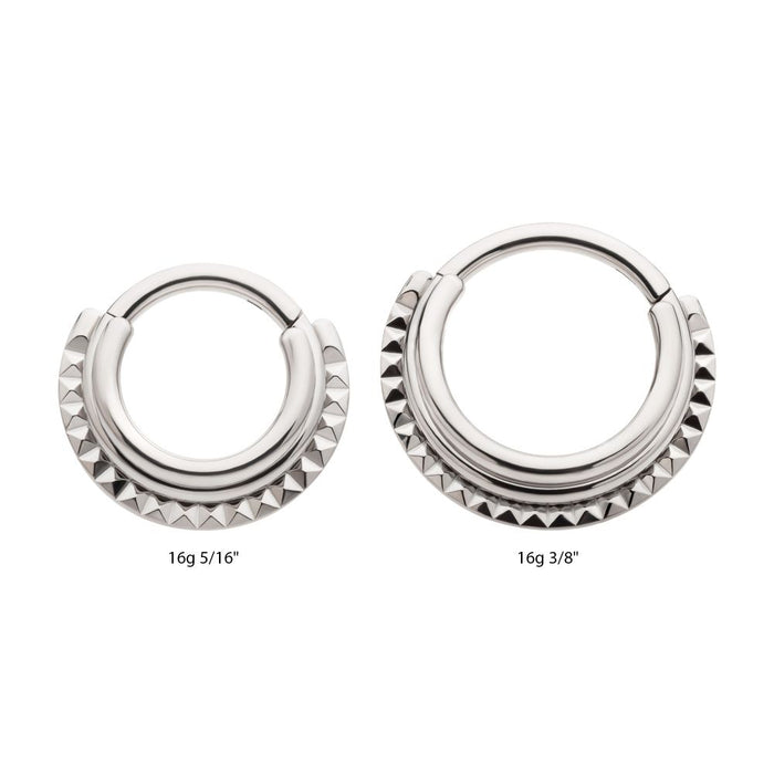 Invictus Titanium Terraced Triple Stack with Pyramid Stud Front Facing Hinged Segment Clicker