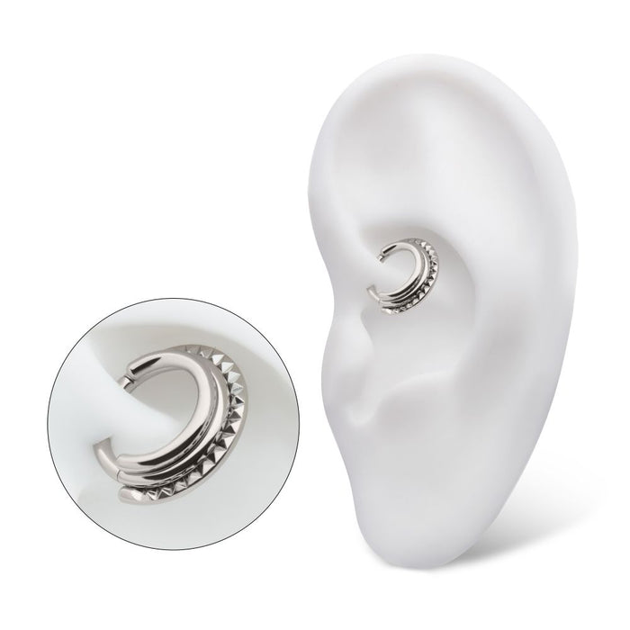 Invictus Titanium Terraced Triple Stack with Pyramid Stud Front Facing Hinged Segment Clicker