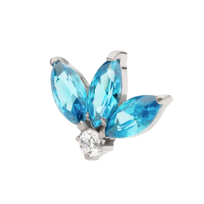 Invictus Titanium Threadless 3-Cluster Marquise with Clear Round CZ Fan Shape Top