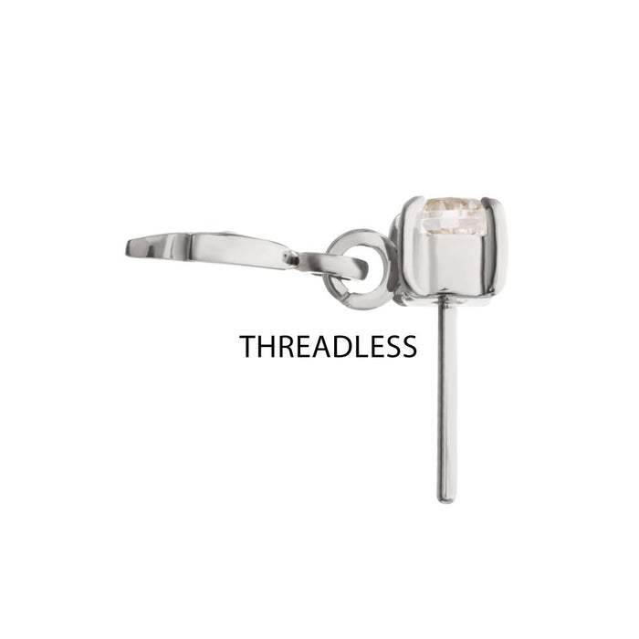 Invictus Titanium Threadless 4-Prong Set Gem Top with Leaf Dangle