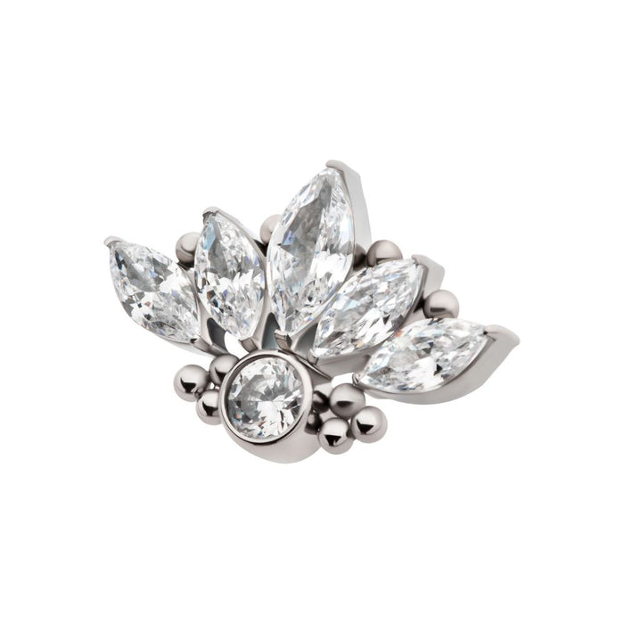 Invictus Titanium Threadless 5-Cluster Prong Set Marquise CZ Top with Beads & Bezet Set Round CZ