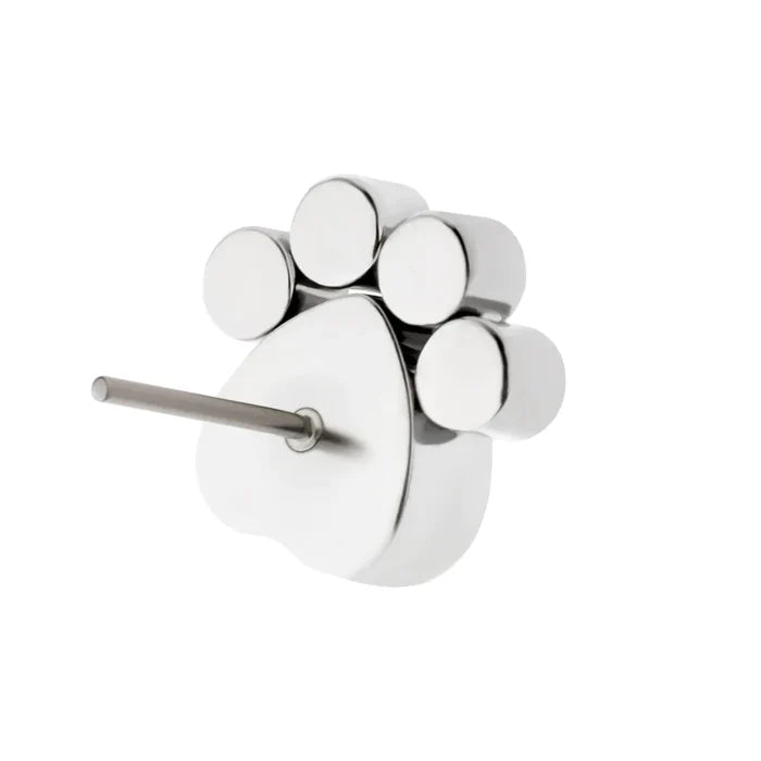 Invictus Titanium Threadless Bezel Heart & Round CZ Paw Top