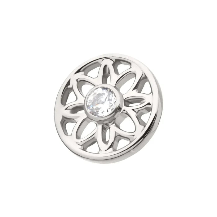 Invictus Titanium Threadless Bezel Set Gem Flower Mandala Top
