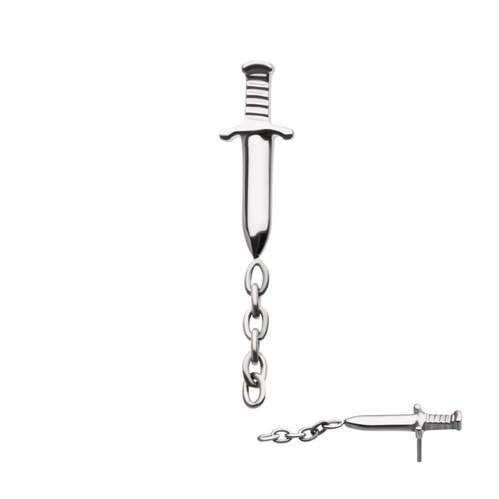 Invictus Titanium Threadless Dagger Top with Dangle 8mm Chain