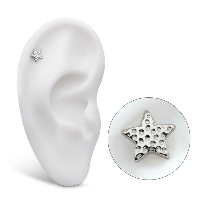 Invictus Titanium Threadless Hammered Star Top