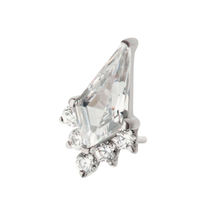 Invictus Titanium Threadless Kite Shape with 5-Cluster Round CZ Gem Top