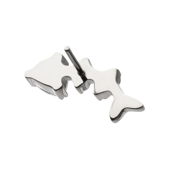 Invictus Titanium Threadless Low Profile Fishbone Top with Prong Set Gem