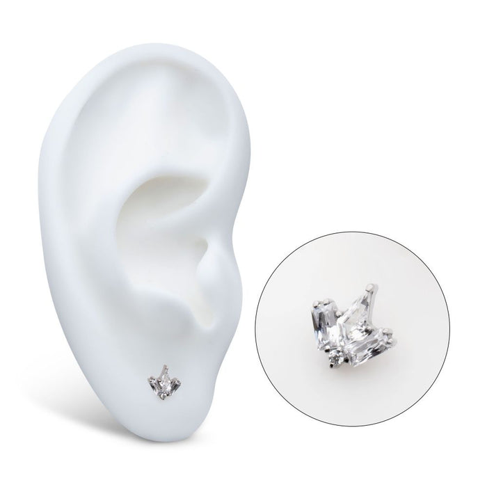 Invictus Titanium Threadless Multi Shape Clear CZ 4-Cluster Top