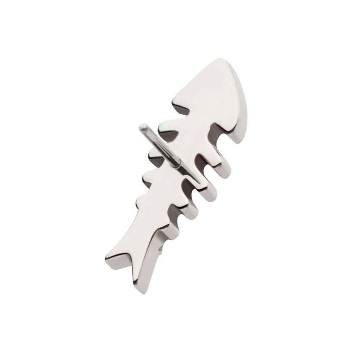 Invictus Titanium Threadless Pave Set Round CZ Gem Fishbone Top
