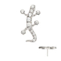 Invictus Titanium Threadless Pave Set Round CZ Gem Lizard Top