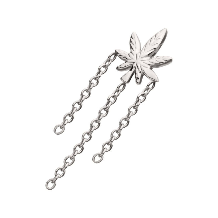 Invictus Titanium Threadless Pot Leaf Top with Triple Dangle Chain
