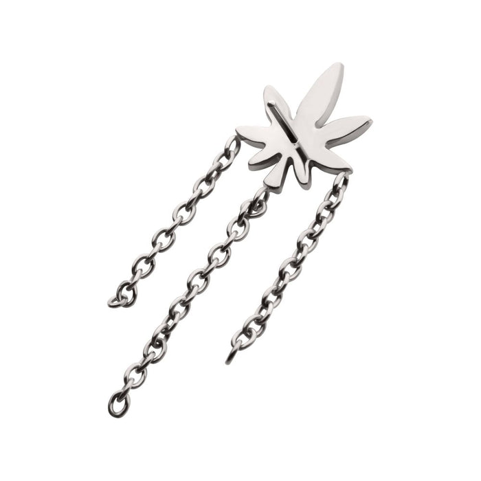 Invictus Titanium Threadless Pot Leaf Top with Triple Dangle Chain