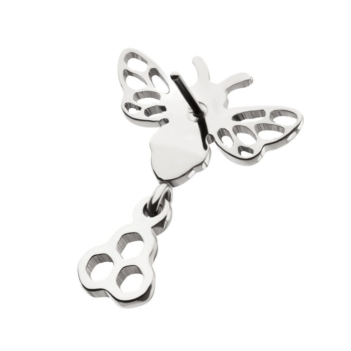 Invictus Titanium Threadless Prong Set Black Gem Bee Top with Honeycomb Dangle