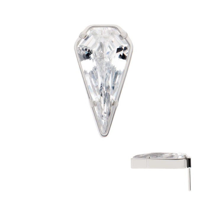 Invictus Titanium Threadless Prong Set Kite Shape CZ Top