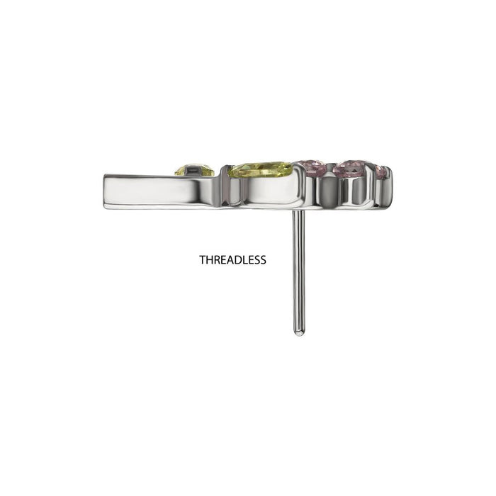 Invictus Titanium Threadless Prong Set Multi-Gem Flower & Stem Top