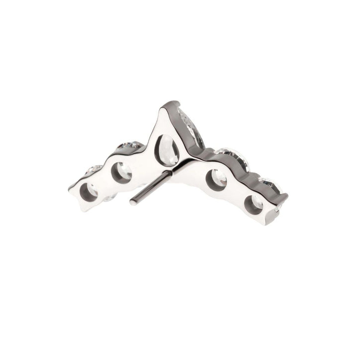 Invictus Titanium Threadless Prong Set Round & Teardrop Shape CZ 5-Cluster Top
