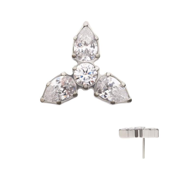 Invictus Titanium Threadless Teardrop Gem Trinity Top