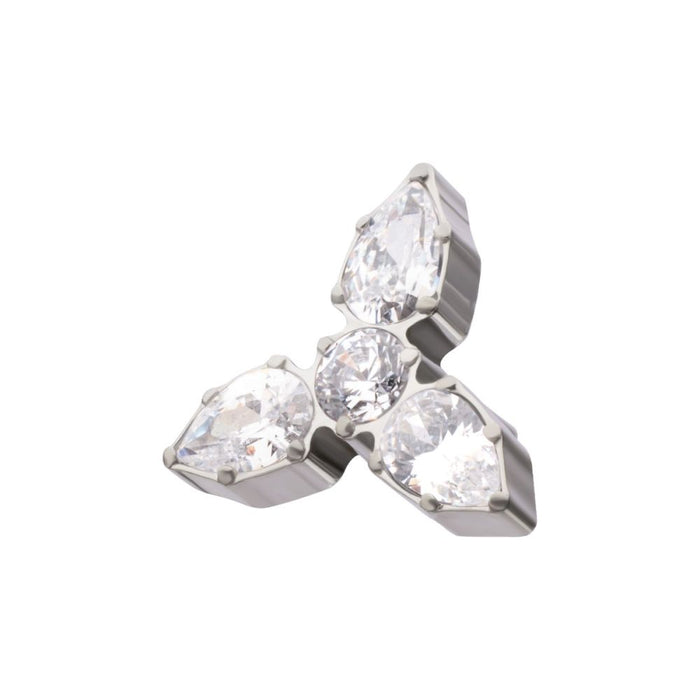 Invictus Titanium Threadless Teardrop Gem Trinity Top