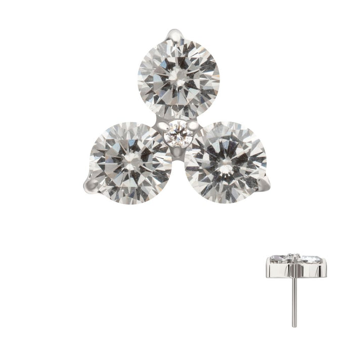 Invictus Titanium Threadless Trinity Prong Set Gem Top