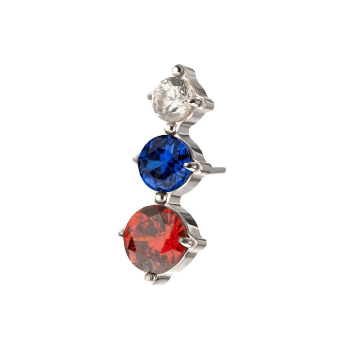 Invictus Titanium Threadless Triple Cluster Prong Set Gem Top