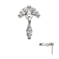 Invictus Titanium Threadless Twin Marquise Gem Top with Marquise Dangle