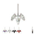 Invictus Titanium Threadless Vertical Helix V-Prong Pear Trio Blossom Cluster Top