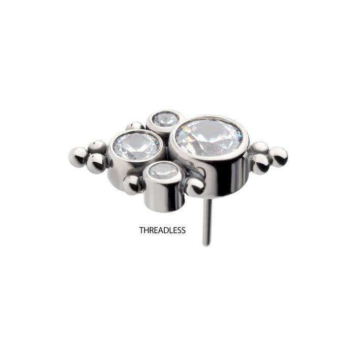 Invictus Titanium Threadless with 10 Beads & 4 Bezel Set AAA CZ/Swarovski Zirconia Top