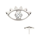 Invictus Titanium Threadless with 2mm Bezel Set Round CZ Gem Evil Eye Top