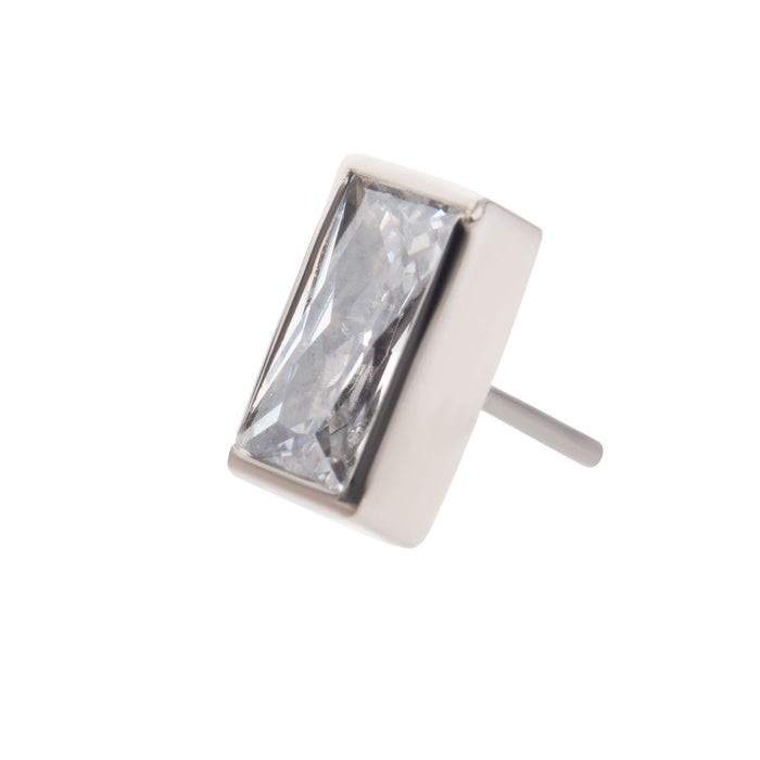 Invictus Titanium Threadless with Bezel Set CZ Rectangular Shape Top