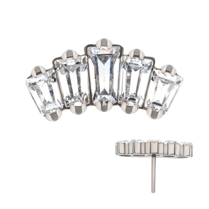 Invictus Titanium Threadless with Prong Set Trapezoid CZ 5-Cluster Top