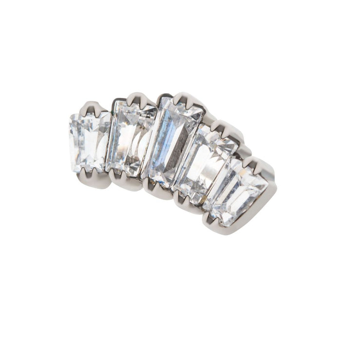 Invictus Titanium Threadless with Prong Set Trapezoid CZ 5-Cluster Top