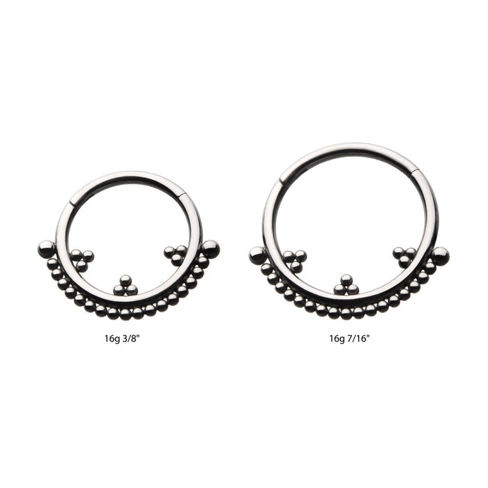Invictus Titanium Trio Beaded Cluster Front Facing Hinged Segment Clicker