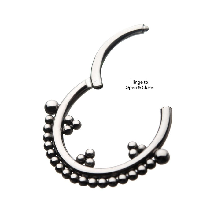 Invictus Titanium Trio Beaded Cluster Front Facing Hinged Segment Clicker