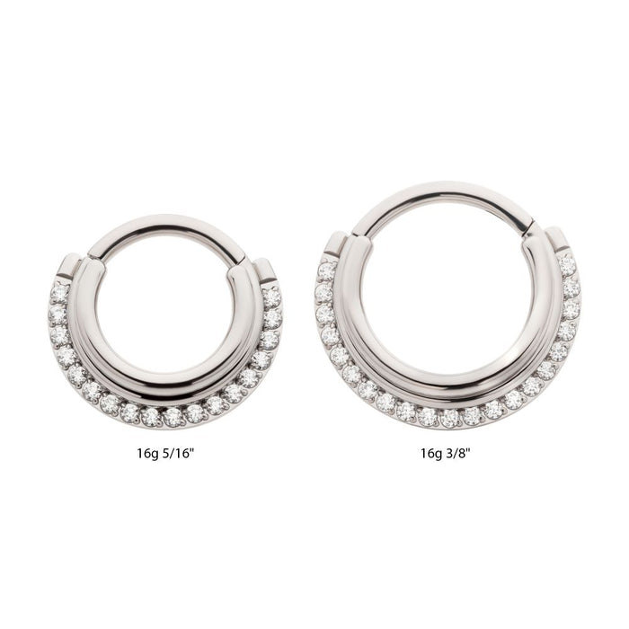 Invictus Titanium Triple Stacked Front Facing Hinged Segment Clicker with CNC Set 1mm Full Clear CZ