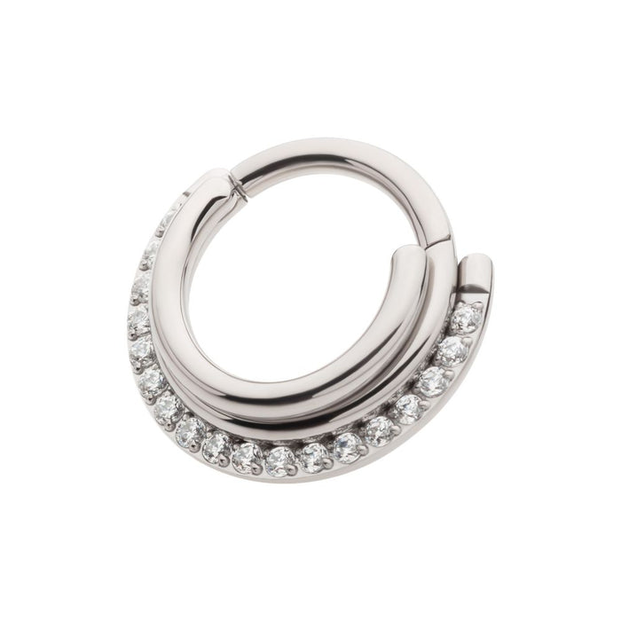 Invictus Titanium Triple Stacked Front Facing Hinged Segment Clicker with CNC Set 1mm Full Clear CZ