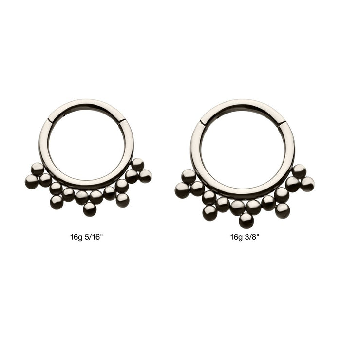Invictus Titanium with 5 Cluster Trio Beads Front Facing Hinged Segment Clicker