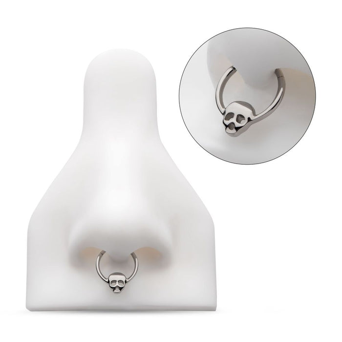 Invictus Titanium with Centered Skull Front Facing Hinged Segment Clicker