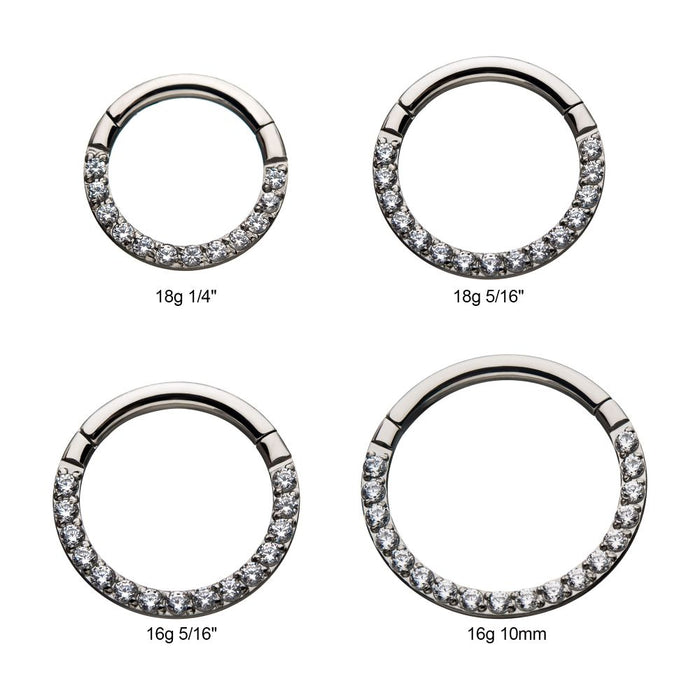 Invictus Titanium with Front Full Clear Eternity Gem Hinged Segment Clicker