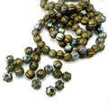 Large Hole 8mm Melons- Etched Sky Blue Gold AB